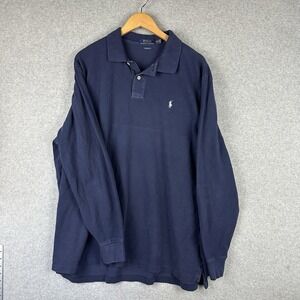 Ralph Lauren Polo Mens Designer Long Sleeve Navy Polo Shirt XXL